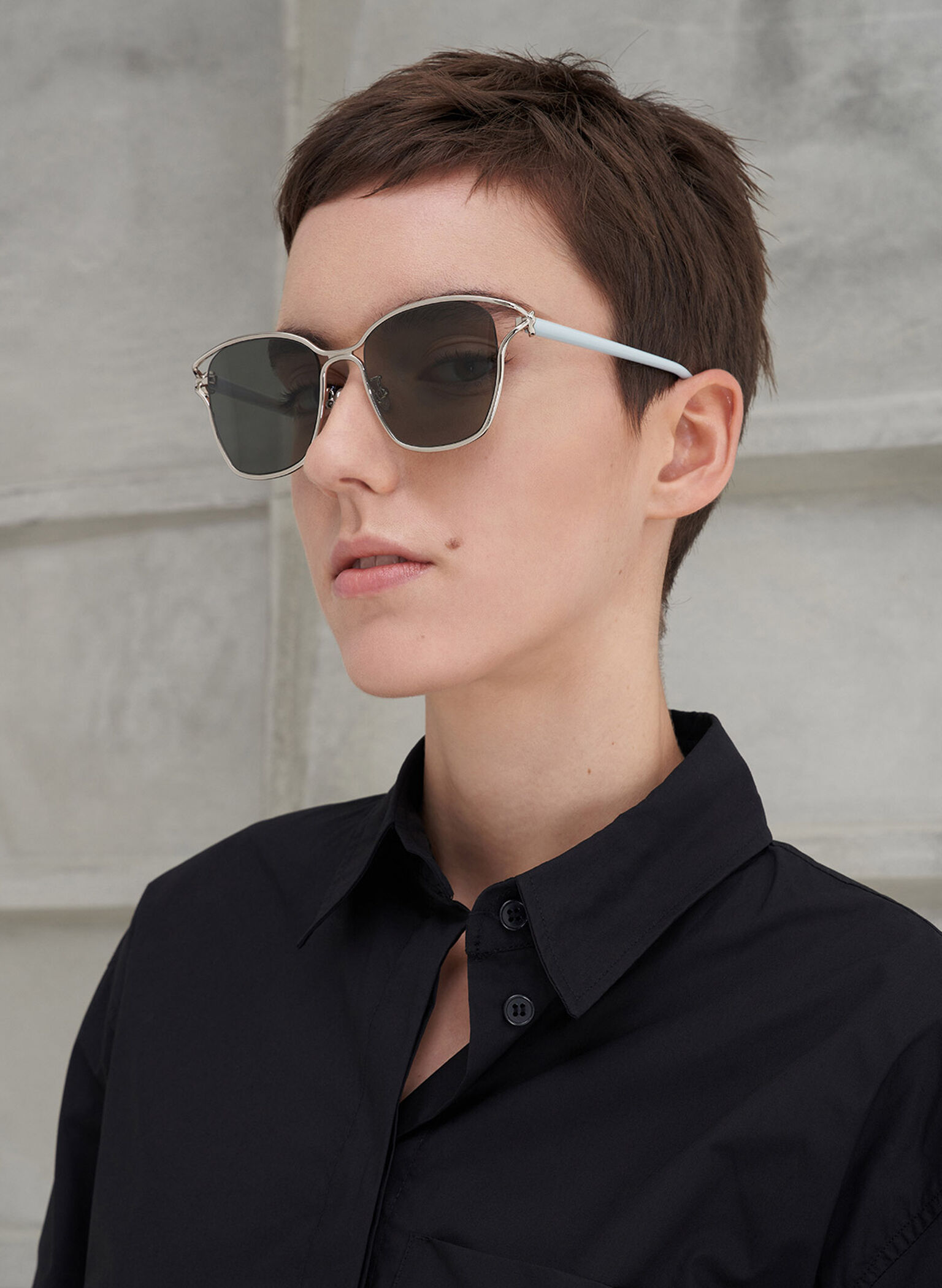 Recycled Acetate Sculptural-Knot Butterfly Sunglasses, Silver, hi-res
