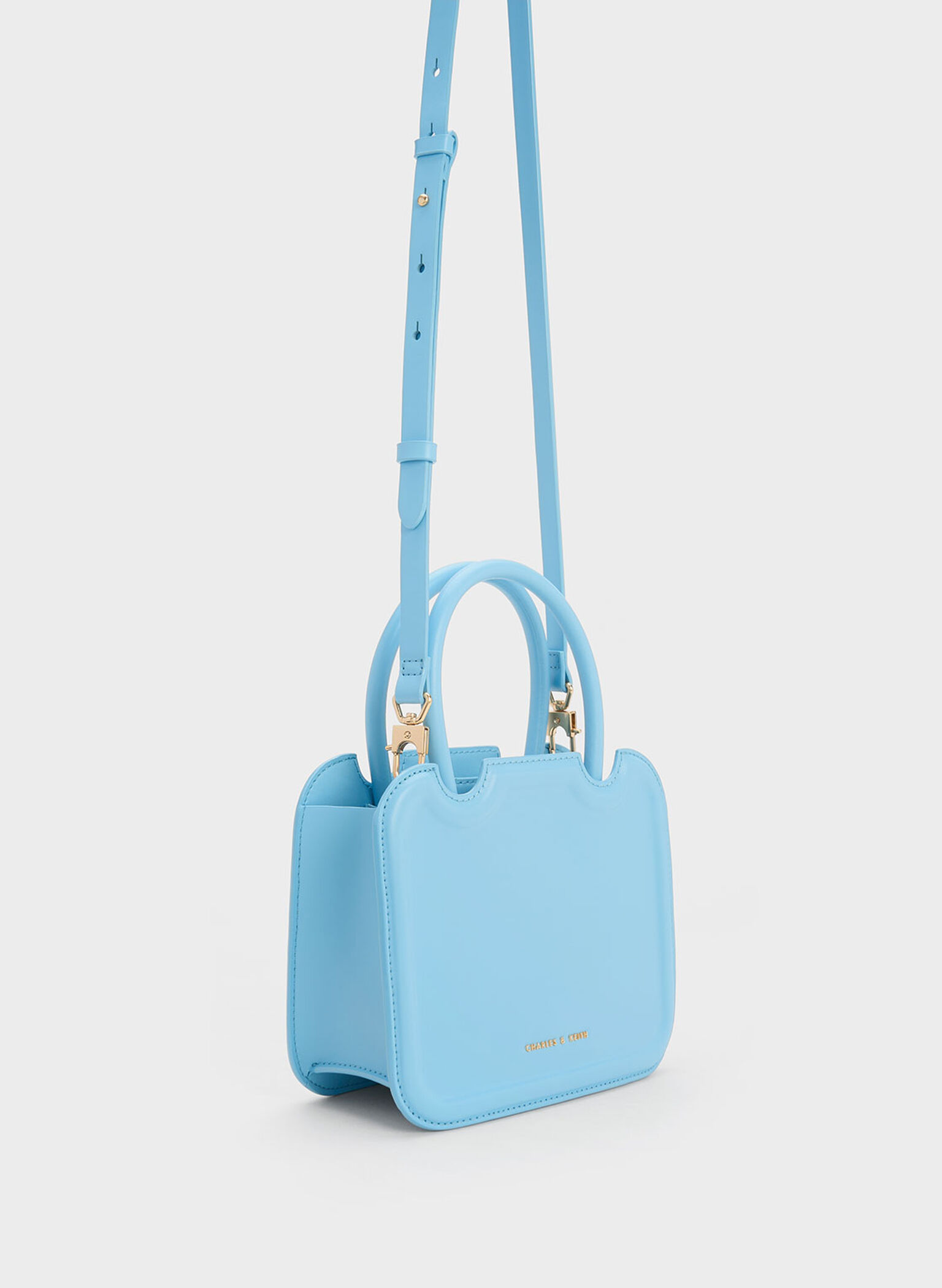 Perline Sculptural Top Handle Bag, Light Blue, hi-res