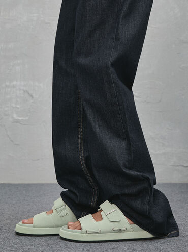 Kori Suede Slide Sandals, Mint Green, hi-res