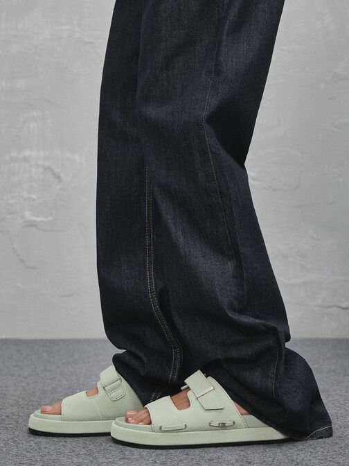 Kori Suede Slide Sandals, Mint Green, hi-res