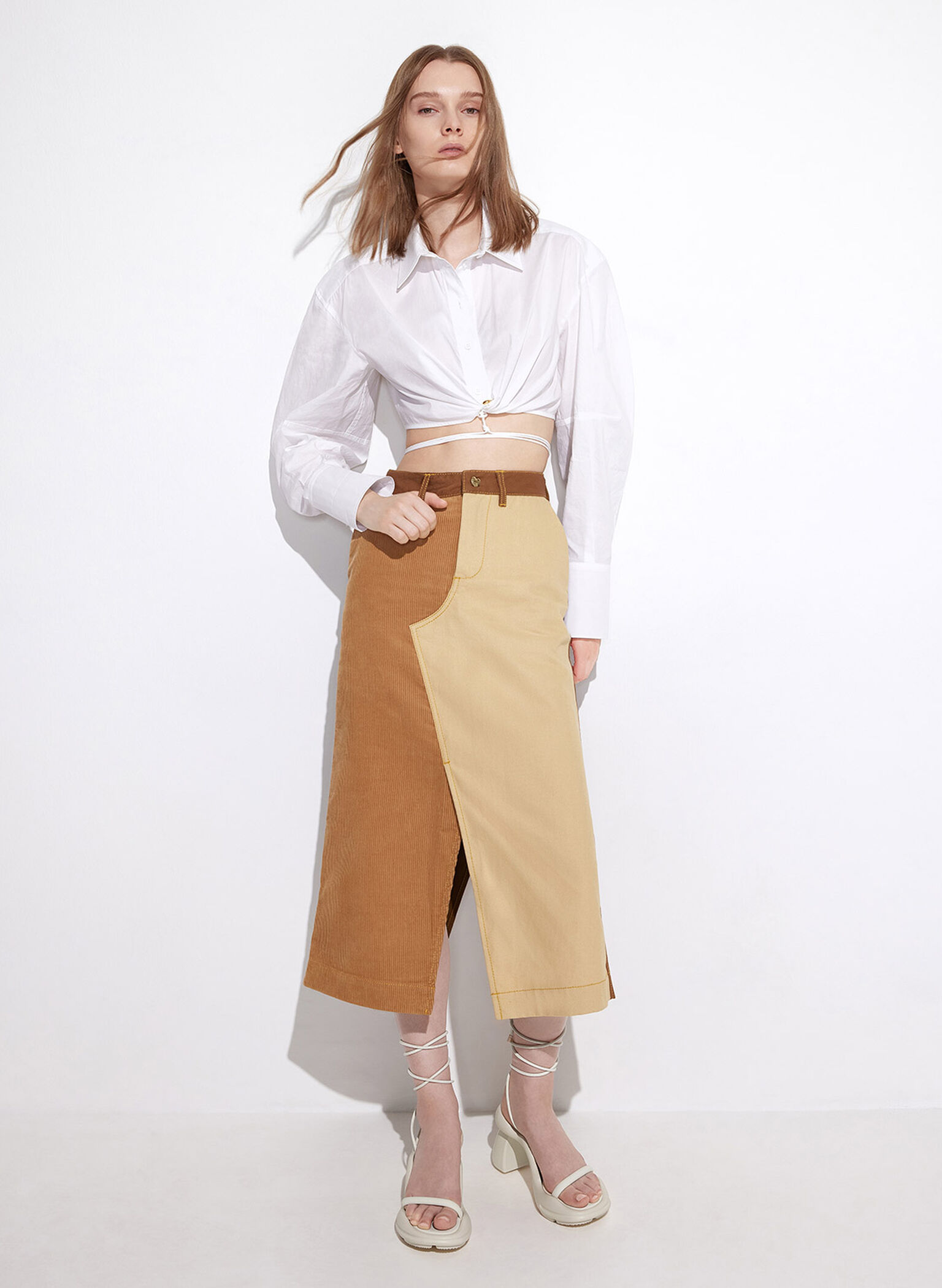 Leila Tie-Around Sculptural Sandals, Cream, hi-res