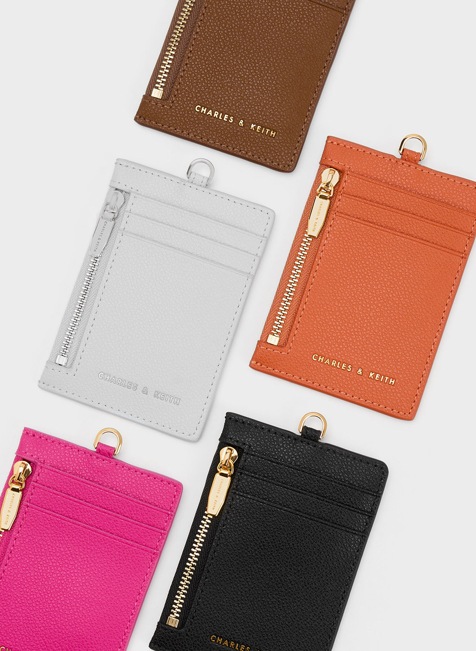 Side Zip Card Holder, Light Grey, hi-res