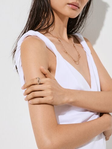 Aine Crystal Sculptural Ring, Rose Gold, hi-res
