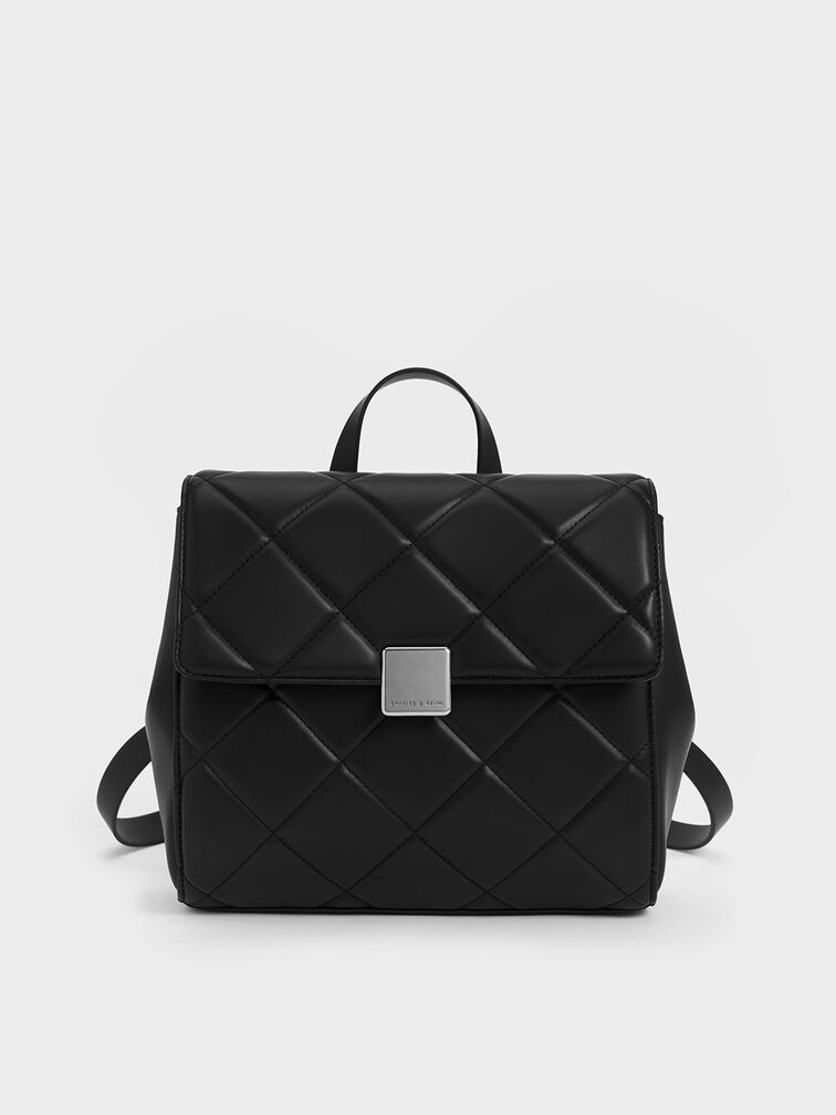 Lucy Quilted Backpack, Noir, hi-res