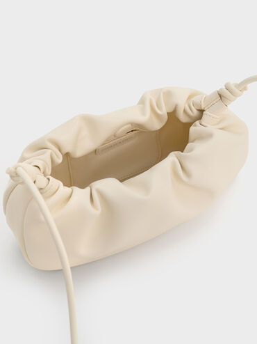 Lorelai Ruched Knotted-Strap Shoulder Bag, Cream, hi-res