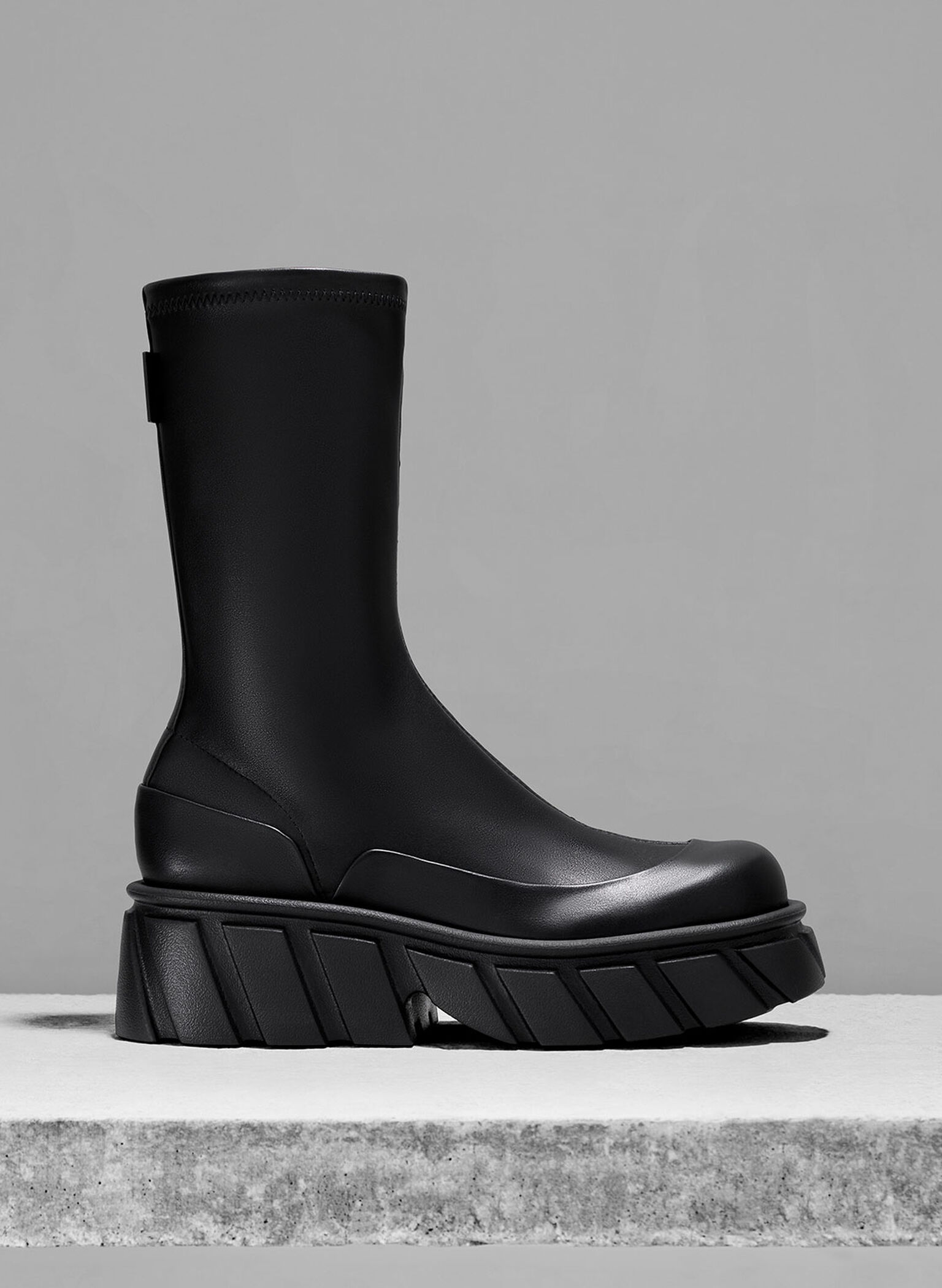 Aberdeen Side-Zip Platform Boots, Black, hi-res