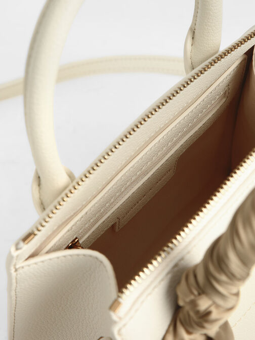 Satin Scarf Top Handle Bag, Chalk, hi-res