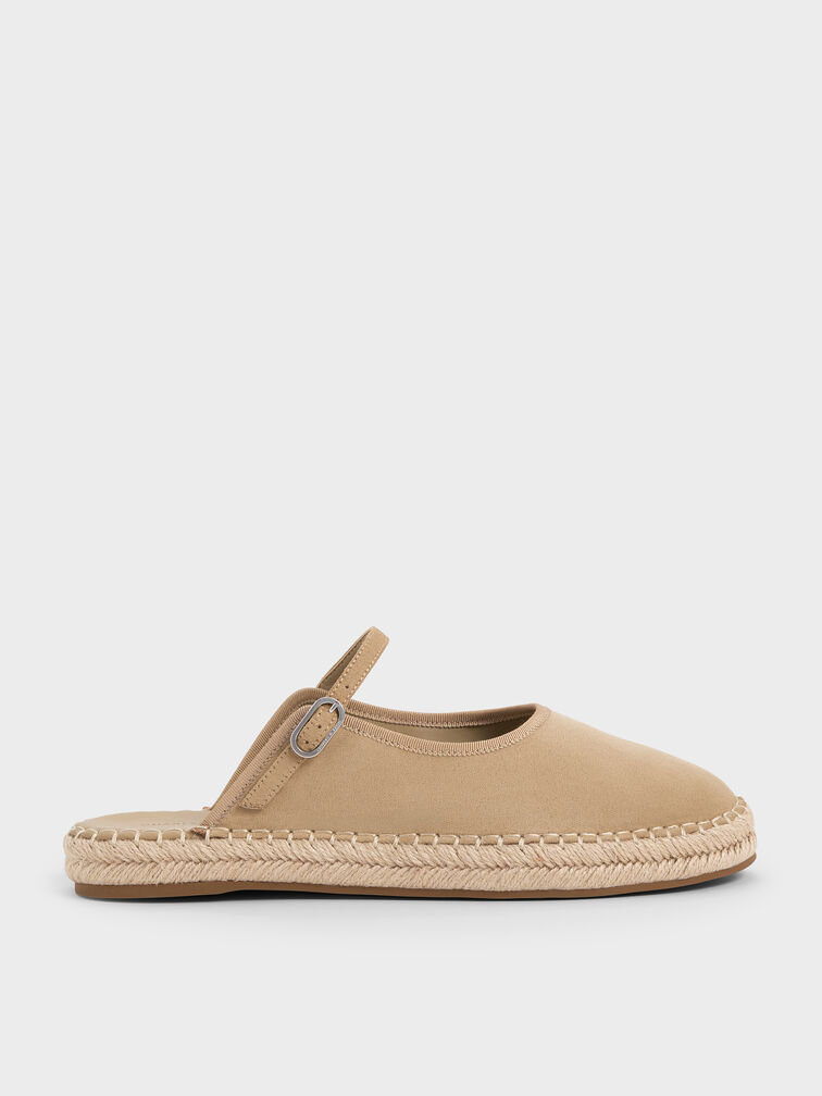 Faux Suede Slip-On Mary Jane Espadrilles, Sand, hi-res