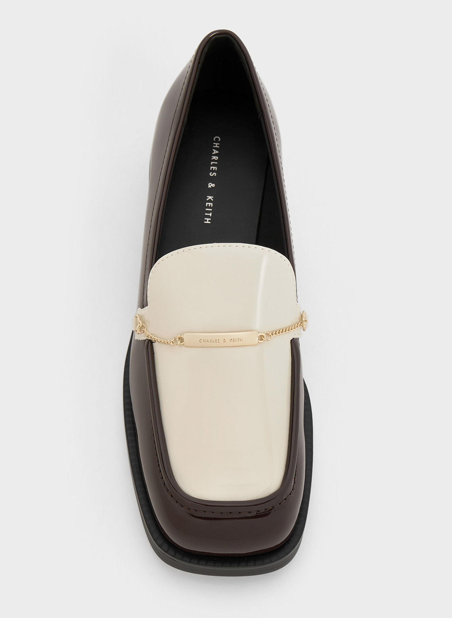 Lexie Two-Tone Metallic-Accent Loafers, Dark Brown, hi-res