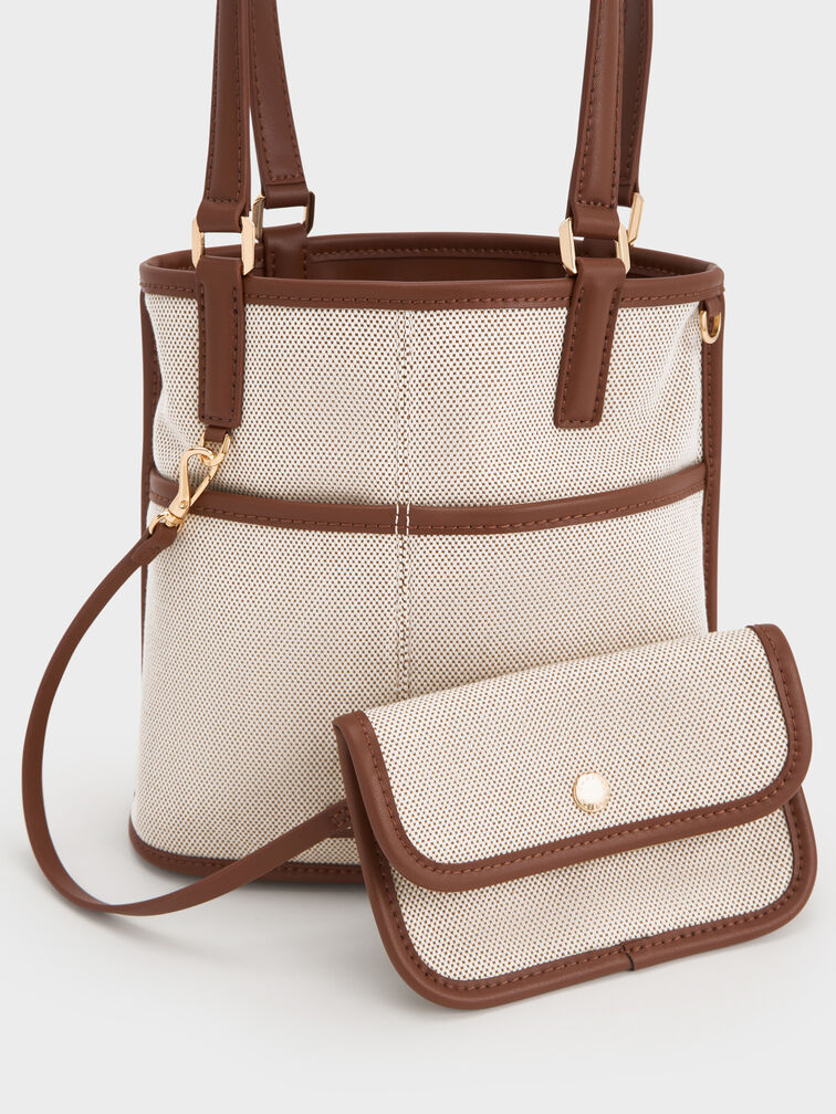 Addison Canvas Knotted-Rope Reversible Tote Bag, Taupe Canvas, hi-res