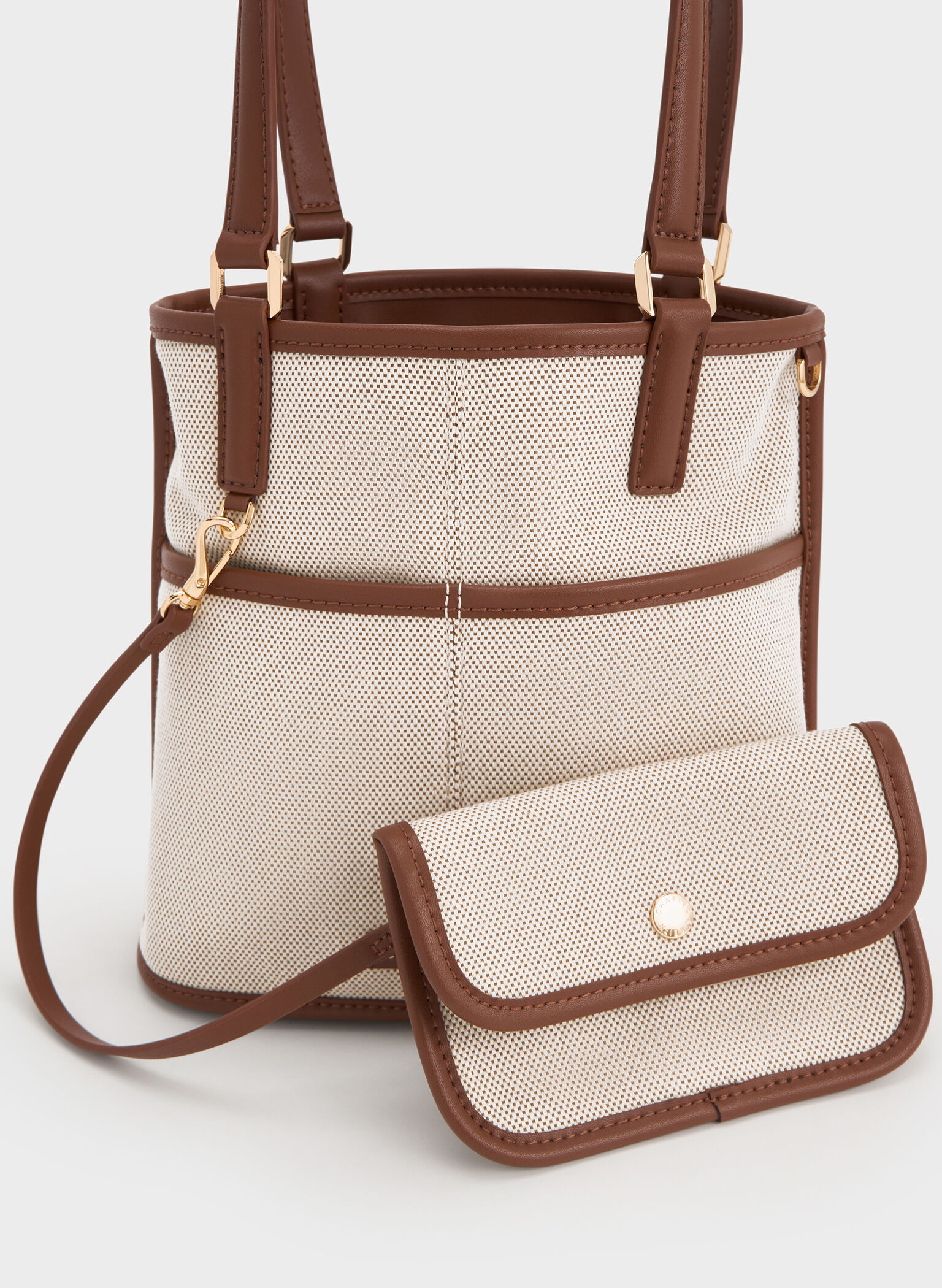 Addison Canvas Knotted-Rope Reversible Tote Bag, Taupe Canvas, hi-res