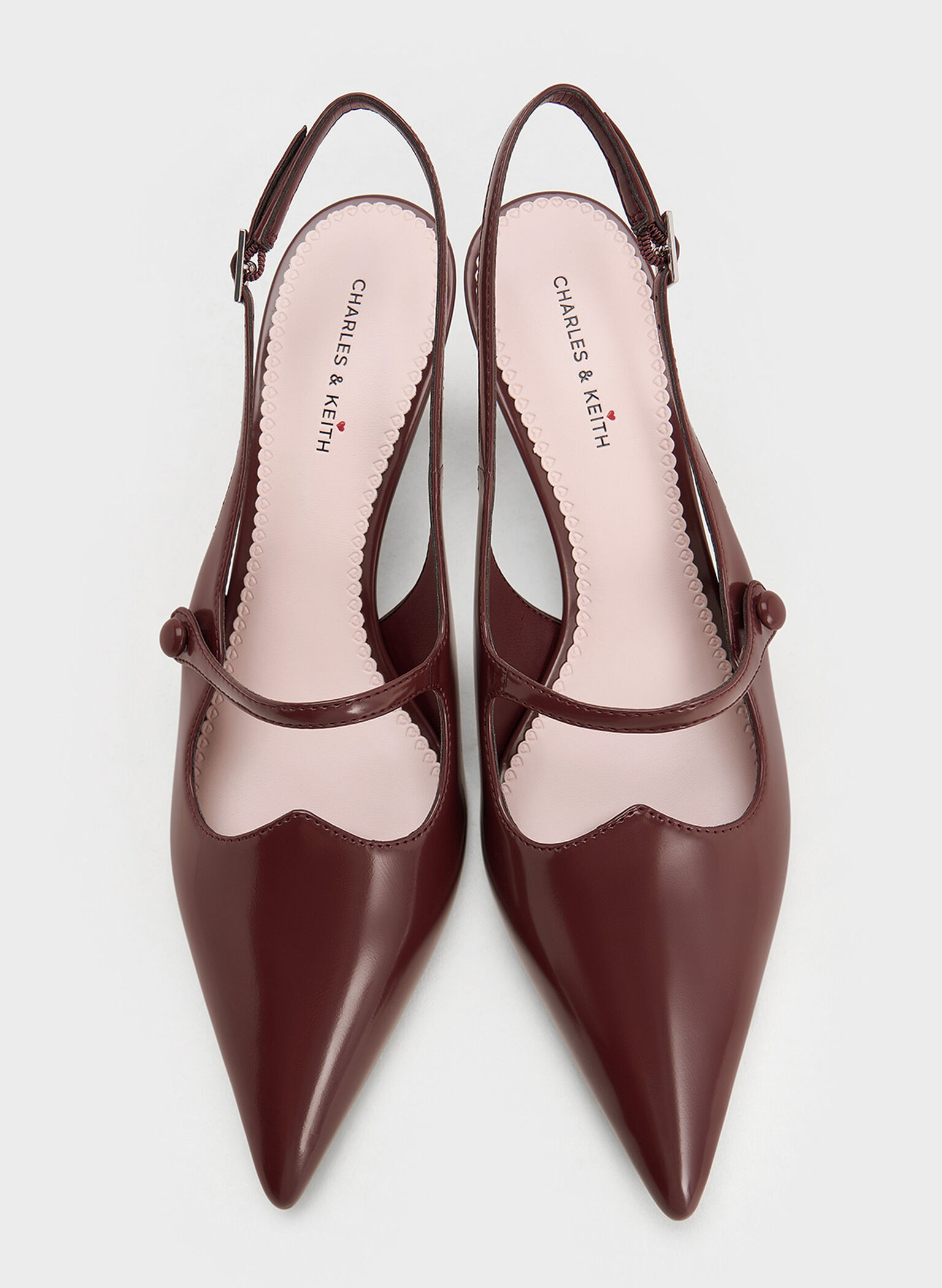 Pointed-Toe Mary Jane Slingback Pumps, Burgundy, hi-res