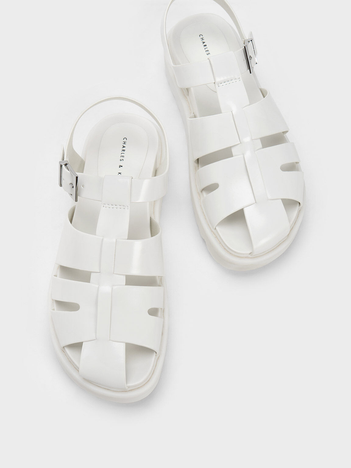 White caged sandals deals