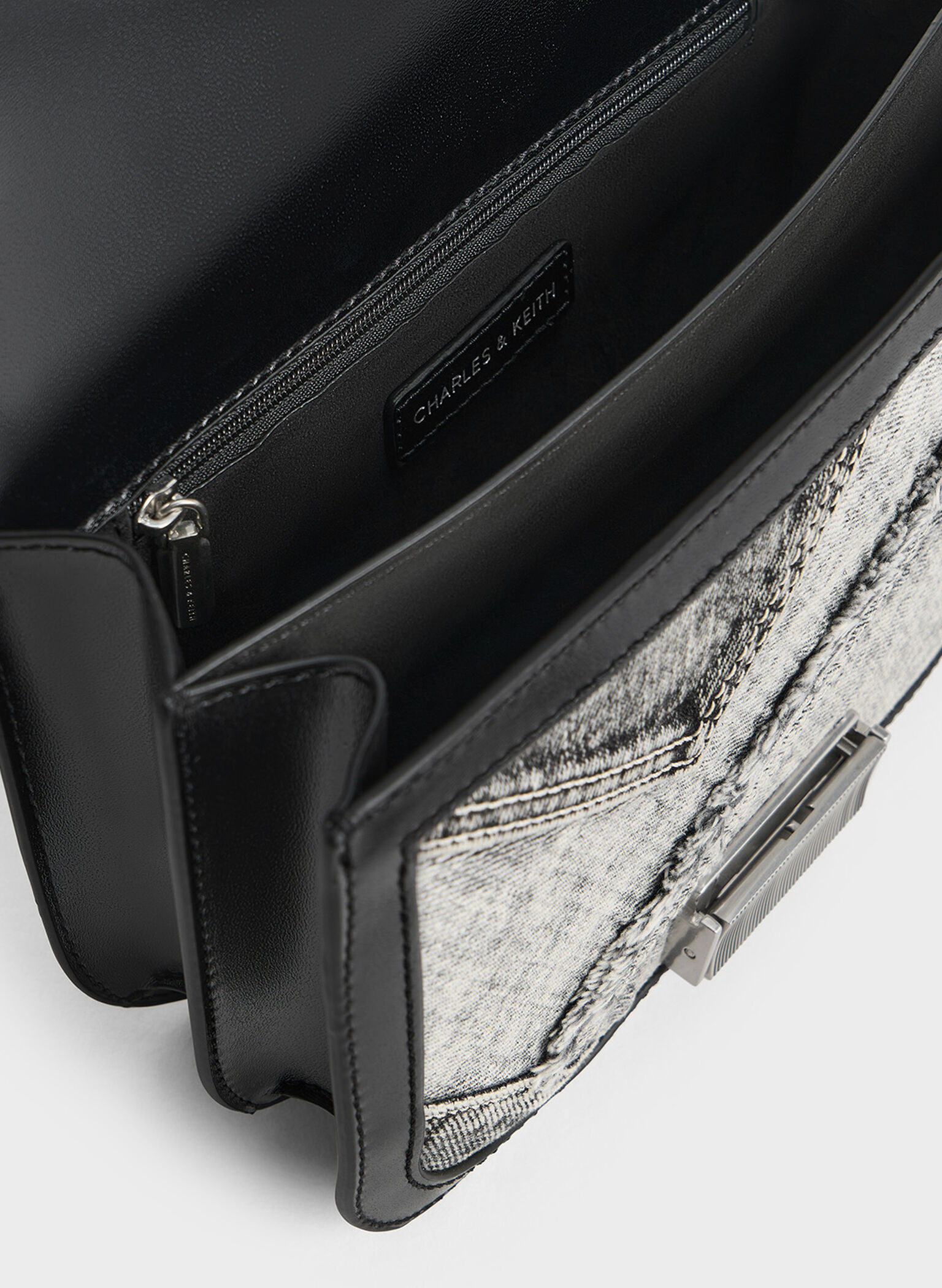 Charlot Patchwork Denim Bag, Noir, hi-res