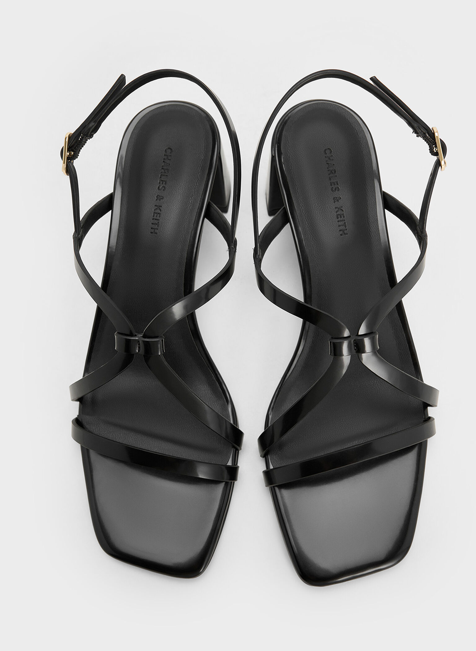 Strappy Block-Heel Slingback Sandals, Black Box, hi-res