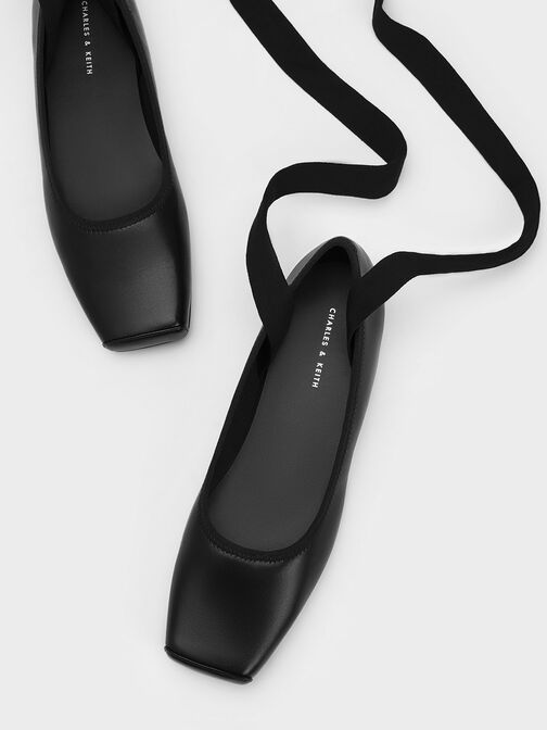 Tie-Around Ballerina Flats, Black, hi-res