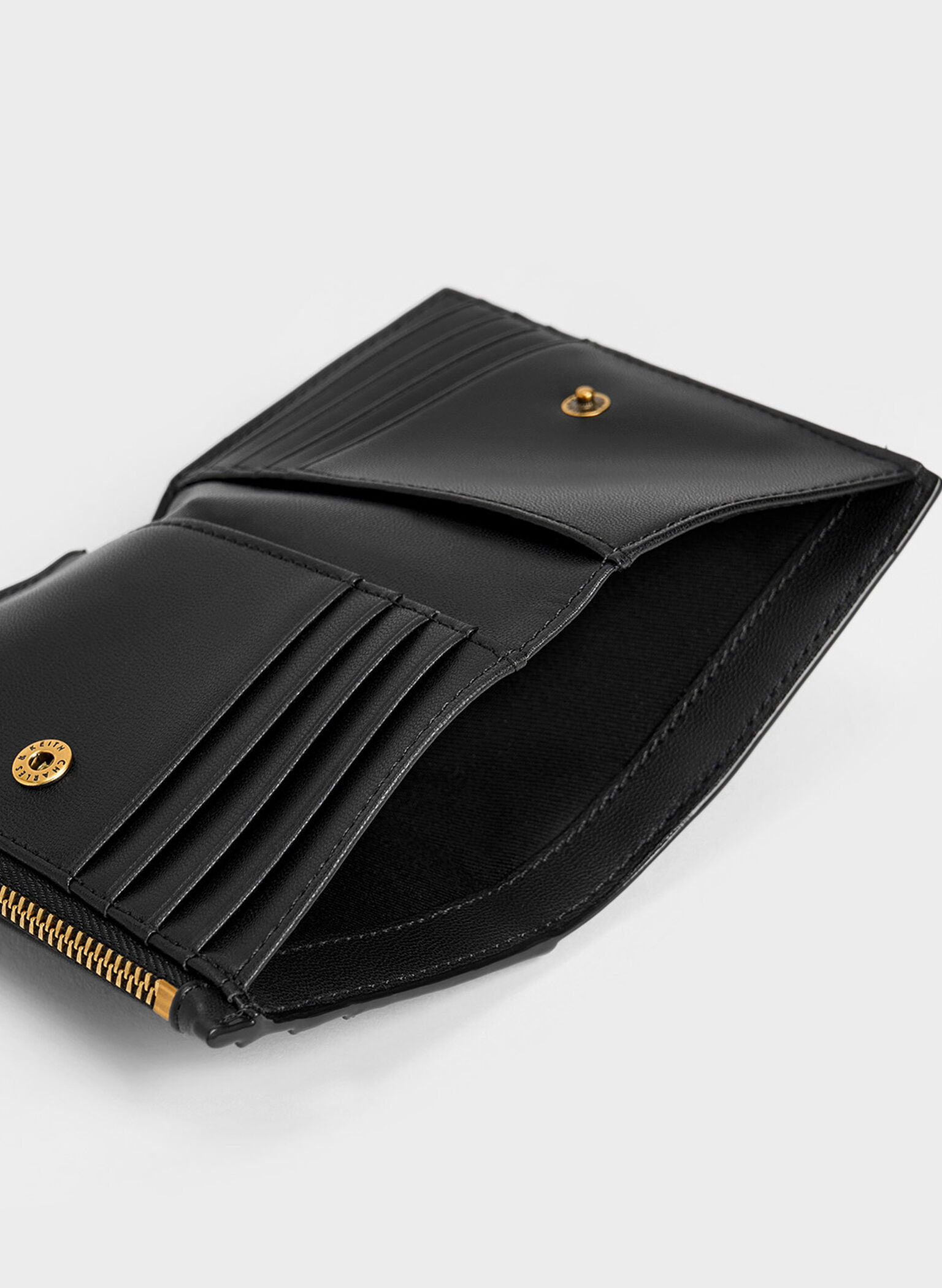 Gemma Quilted Cardholder, Black, hi-res