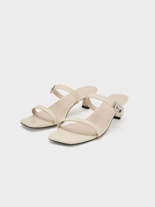 Metallic Accent Double Strap Mules, Chalk, hi-res