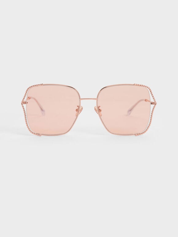 Tinted Butterfly Sunglasses, Rose Gold, hi-res
