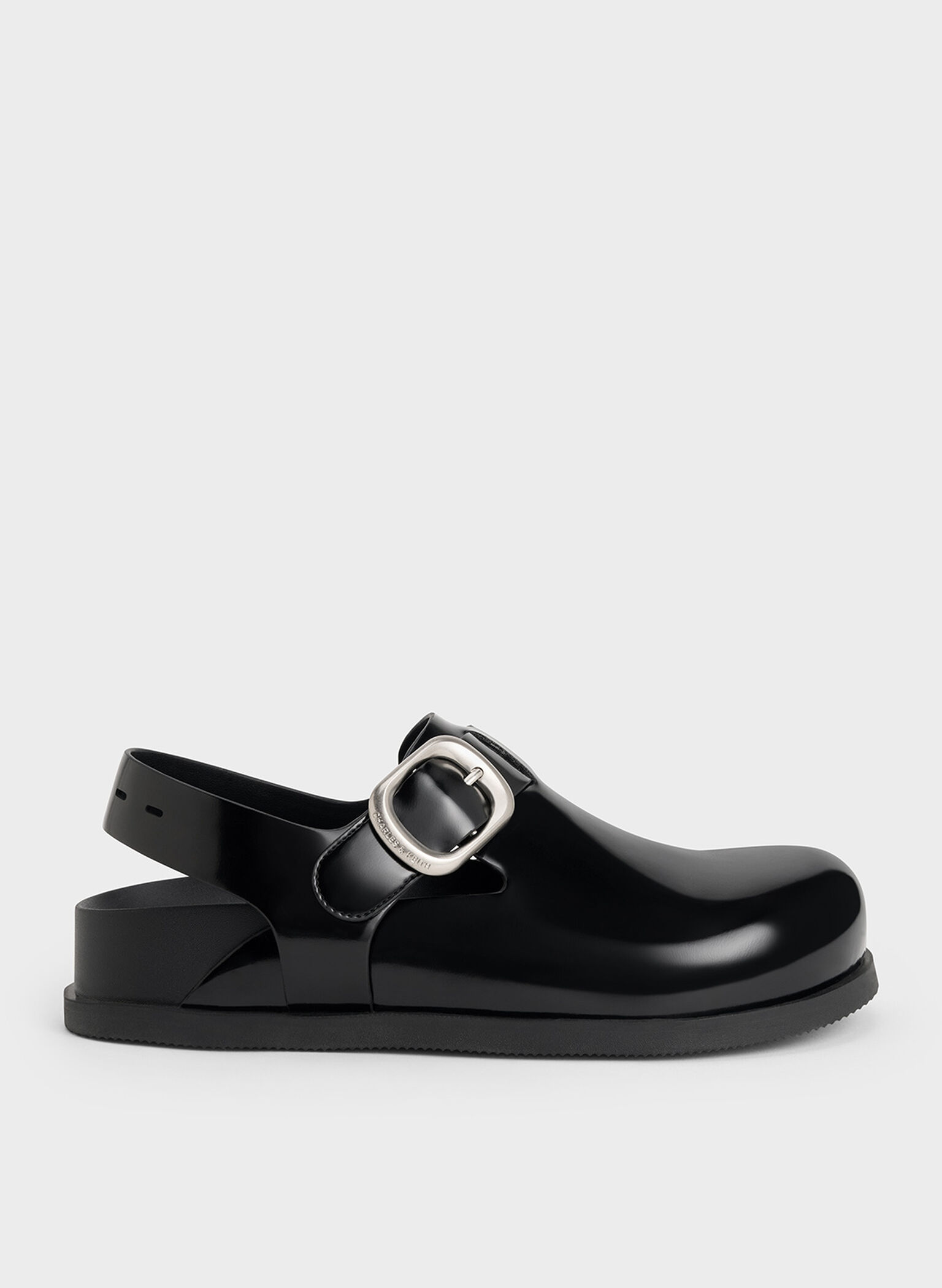 Buckled Slingback Mules, Black Box, hi-res