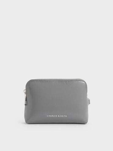 Atwood Crinkle-Effect Chain-Handle Pouch, Grey, hi-res