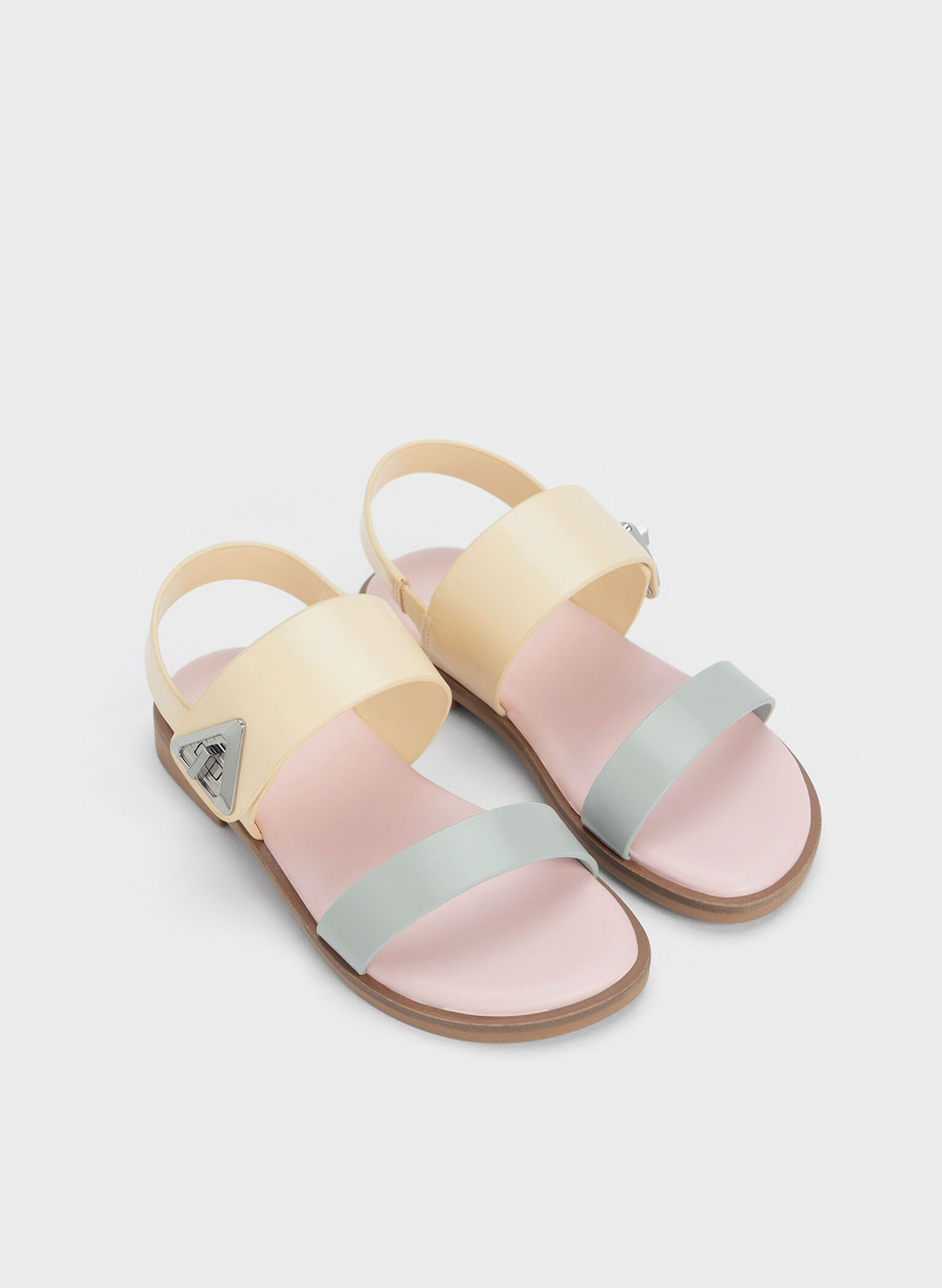 Girls' Trice Metallic Accent Two-Tone Sandals, Multi, hi-res