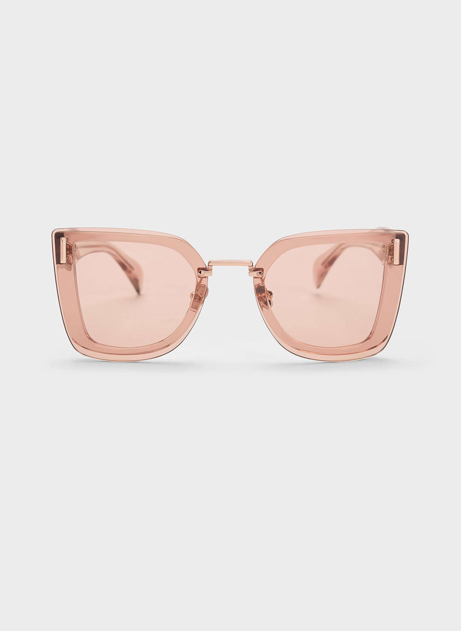 Recycled Acetate Geometric Butterfly Sunglasses, Pink, hi-res