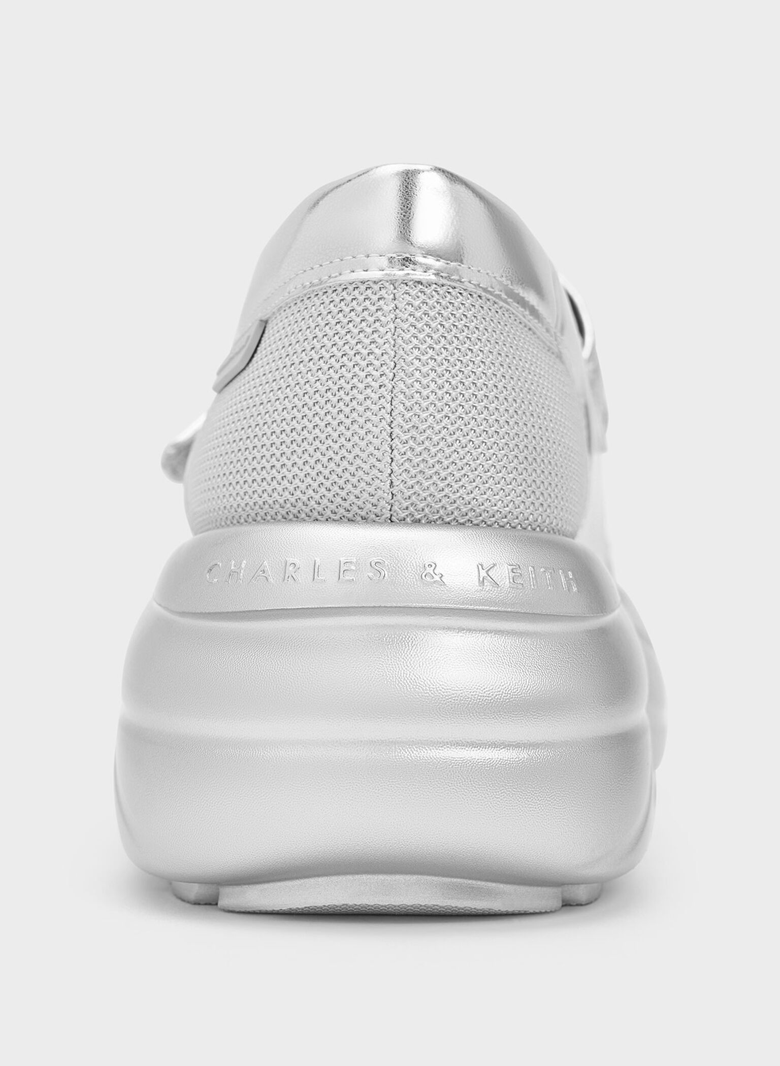 Metallic Curved Platform Mary Jane Sneakers, Silver, hi-res