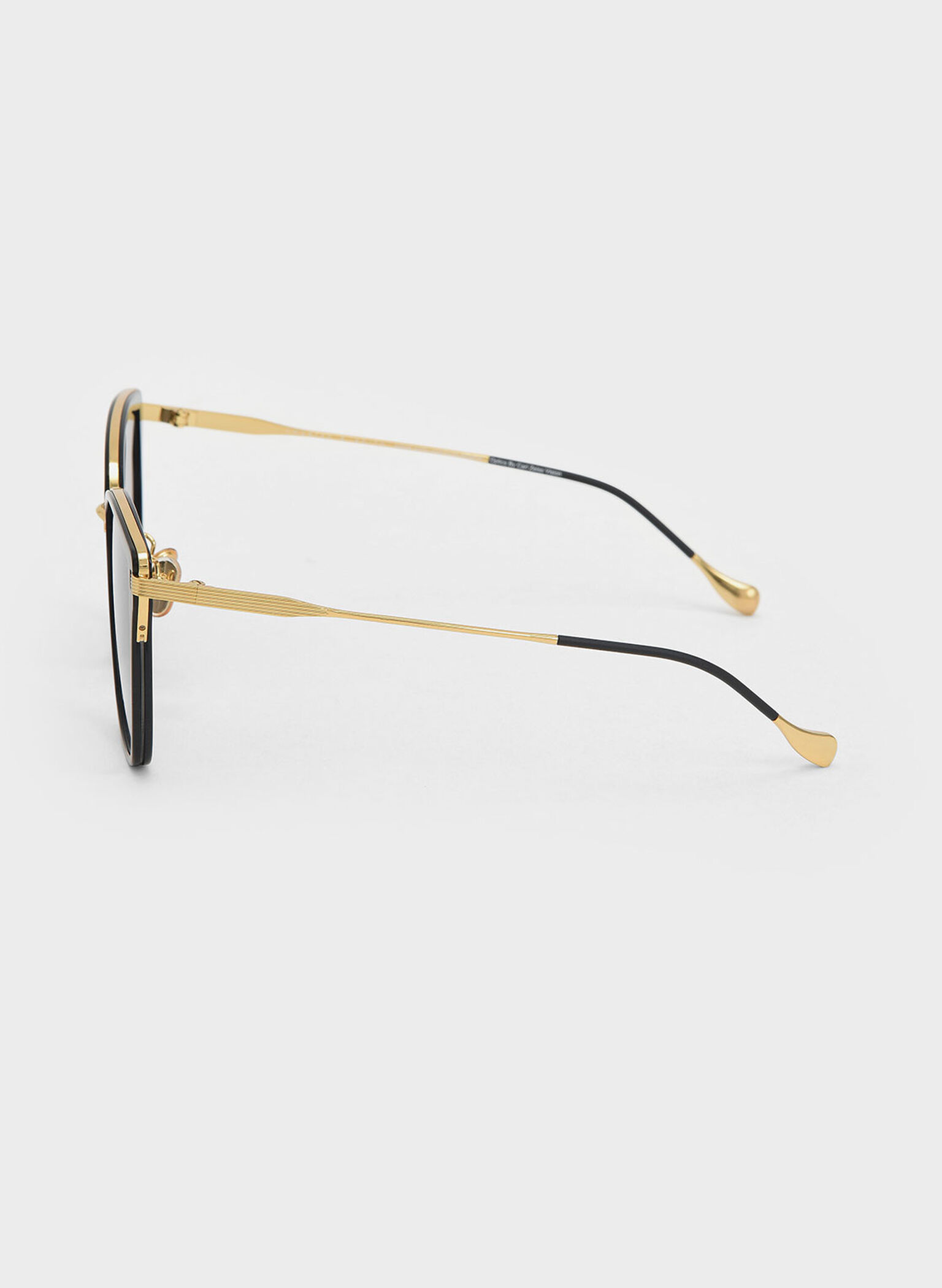 Recycled Acetate Wire-Frame Butterfly Sunglasses, Black, hi-res