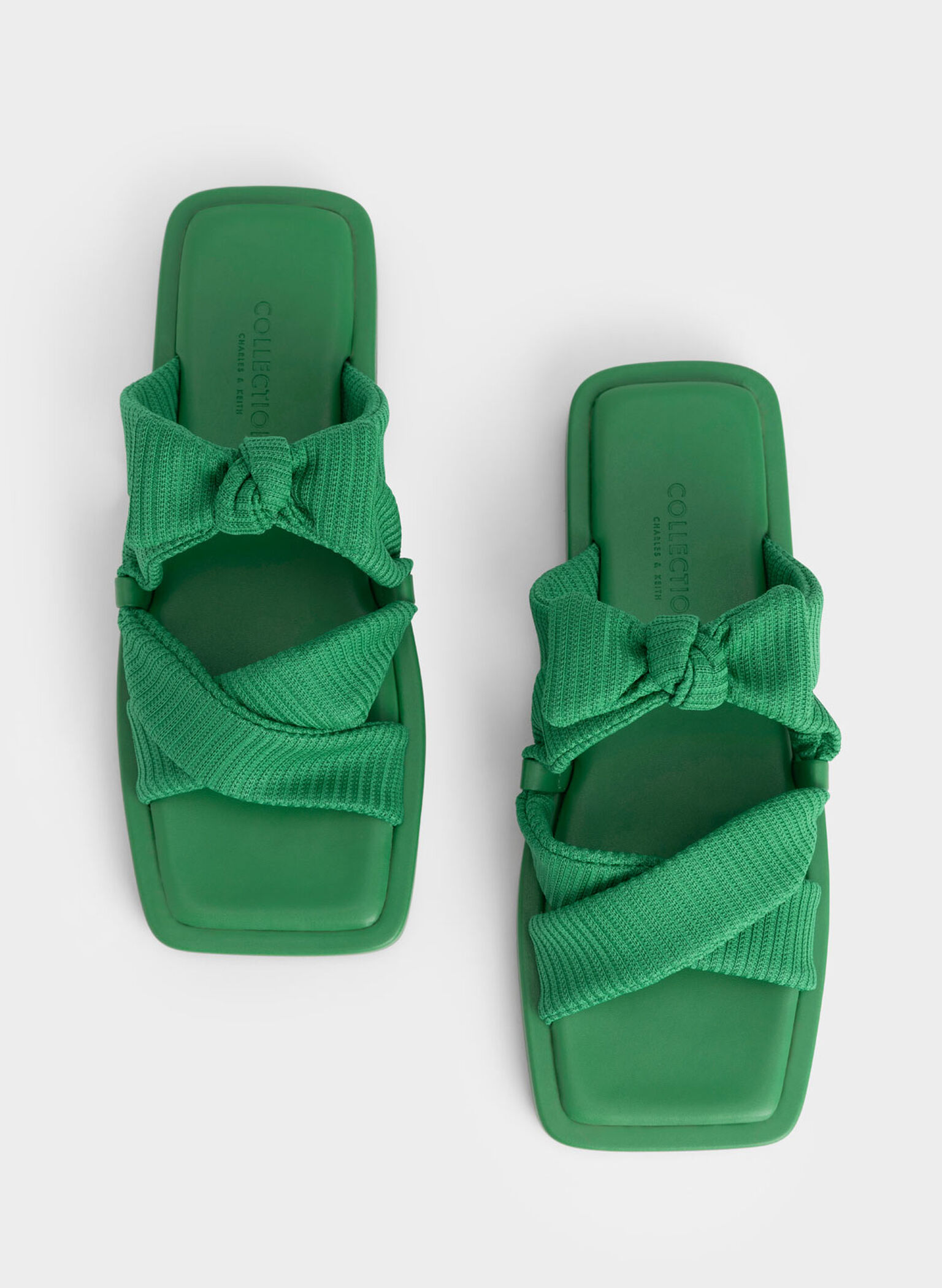 Recycled Polyester Bow Crossover Slides, Green, hi-res