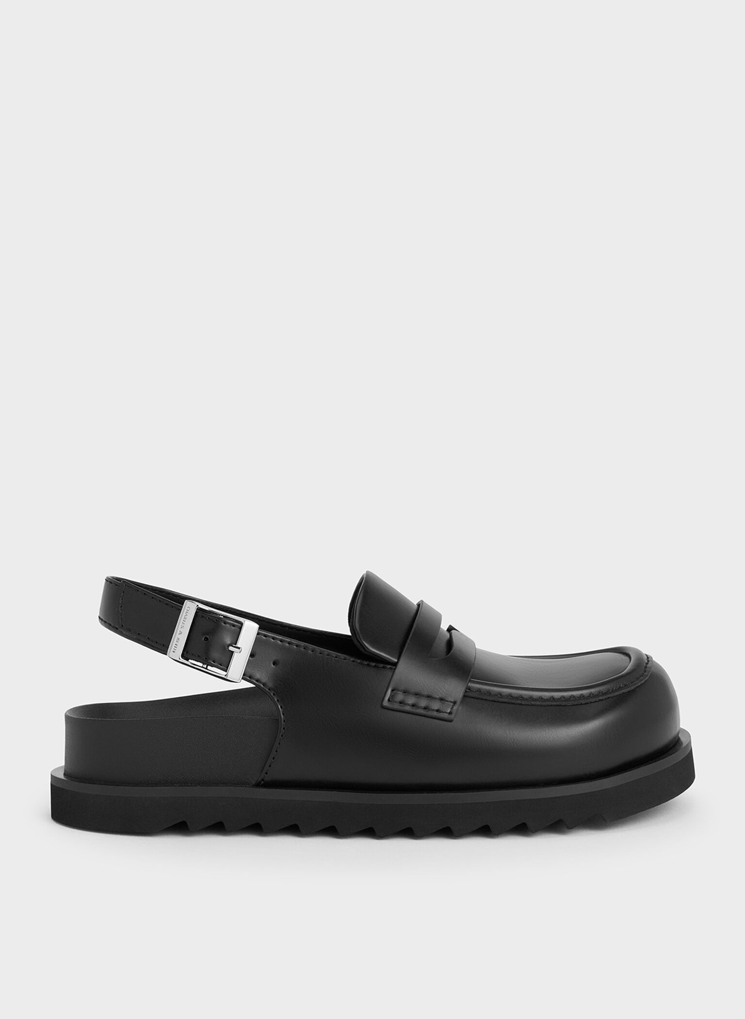 Slingback Penny Loafers, Black, hi-res