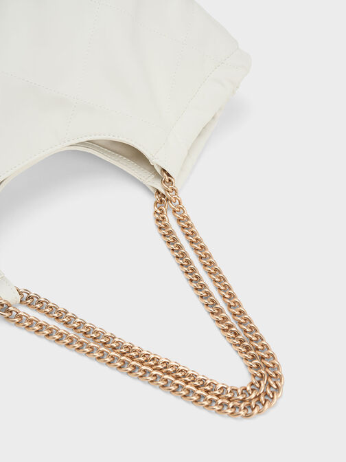 Braided Handle Tote Bag, White, hi-res
