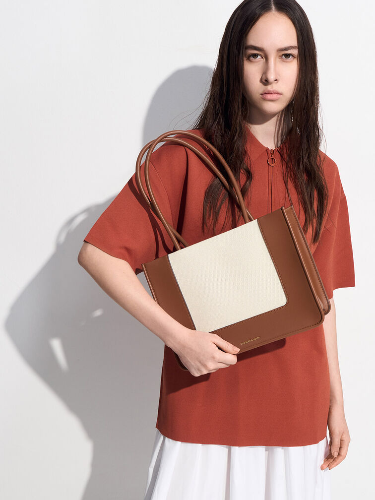 Daylla Canvas Tote Bag, Tan, hi-res