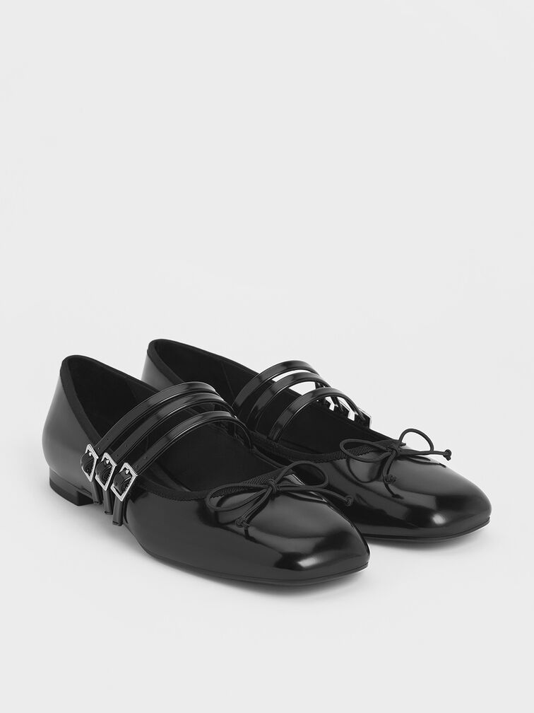Triple-Strap Mary Janes, Black Box, hi-res