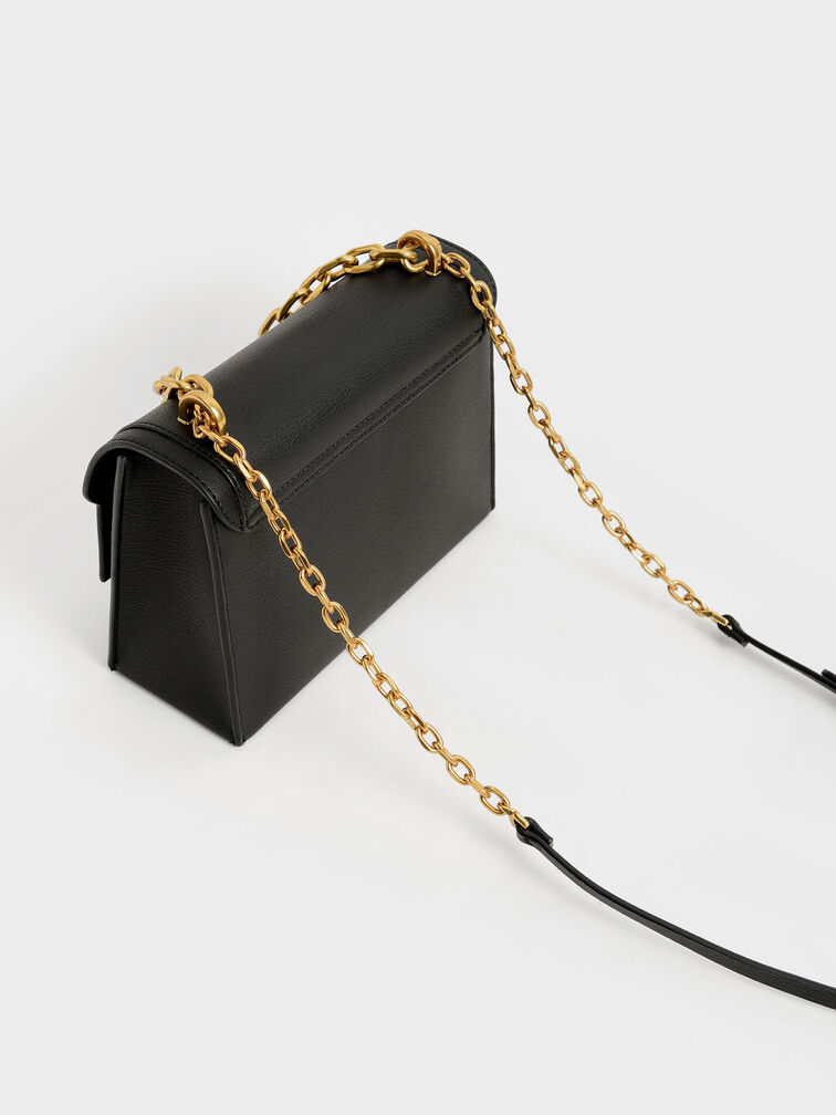 Black Punk Crossbody Mini Bag Card Purse with Chunky Chain