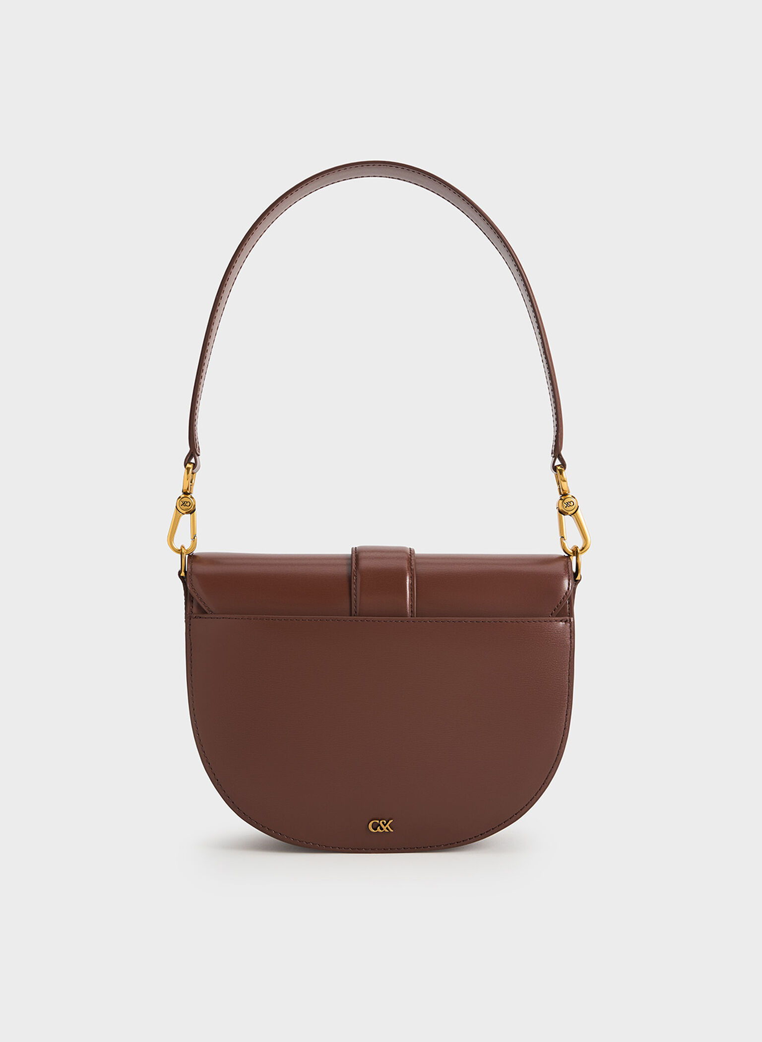 Gabine Leather Saddle Bag, Dark Brown, hi-res