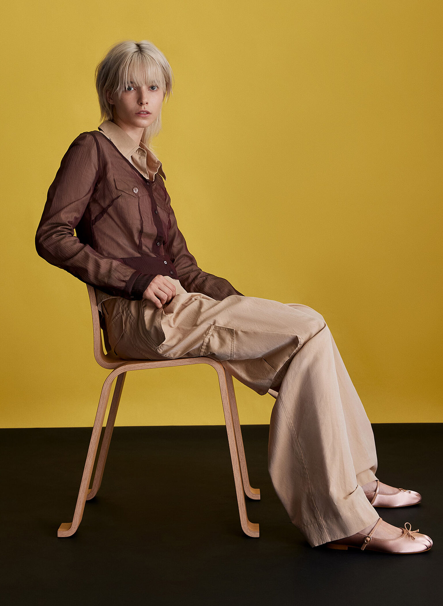 Emiko Satin Bow Mary Jane Flats, Nude, hi-res