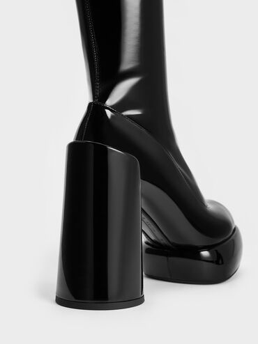 Darcy Patent Platform Ankle Boots, Black Patent, hi-res