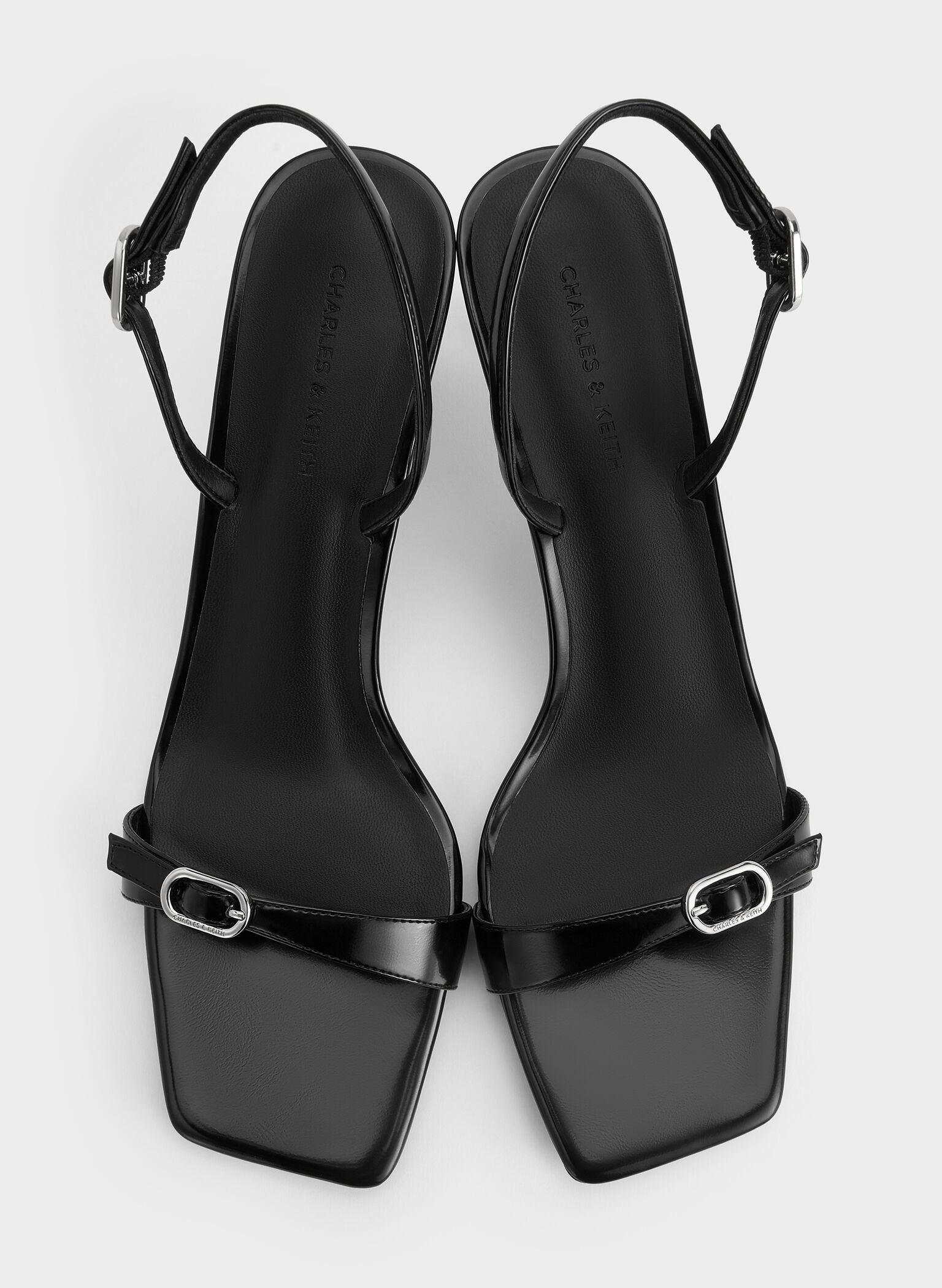 Buckled Slingback Kitten Heels, Black Box, hi-res