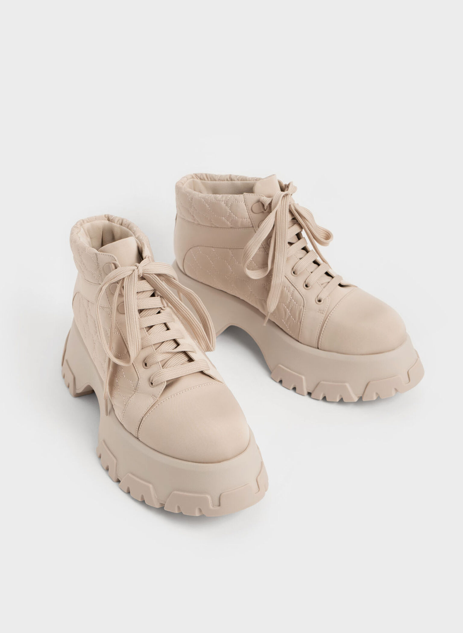 Recycled Polyester High-Top Sneakers, Nude, hi-res