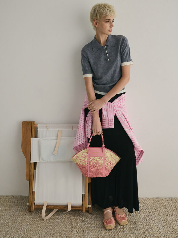 Shalia Raffia Basket Bag, Guava Pink, hi-res