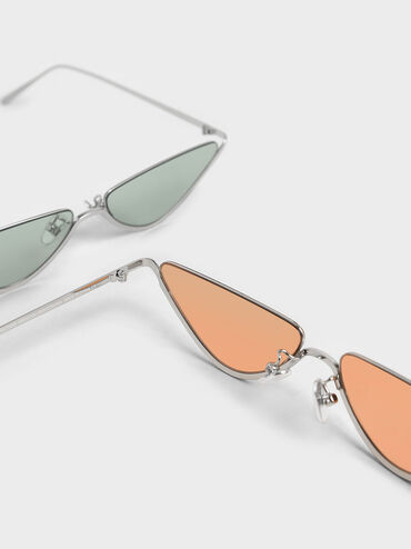 Thin Metal Frame Cat-Eye Sunglasses, Orange, hi-res
