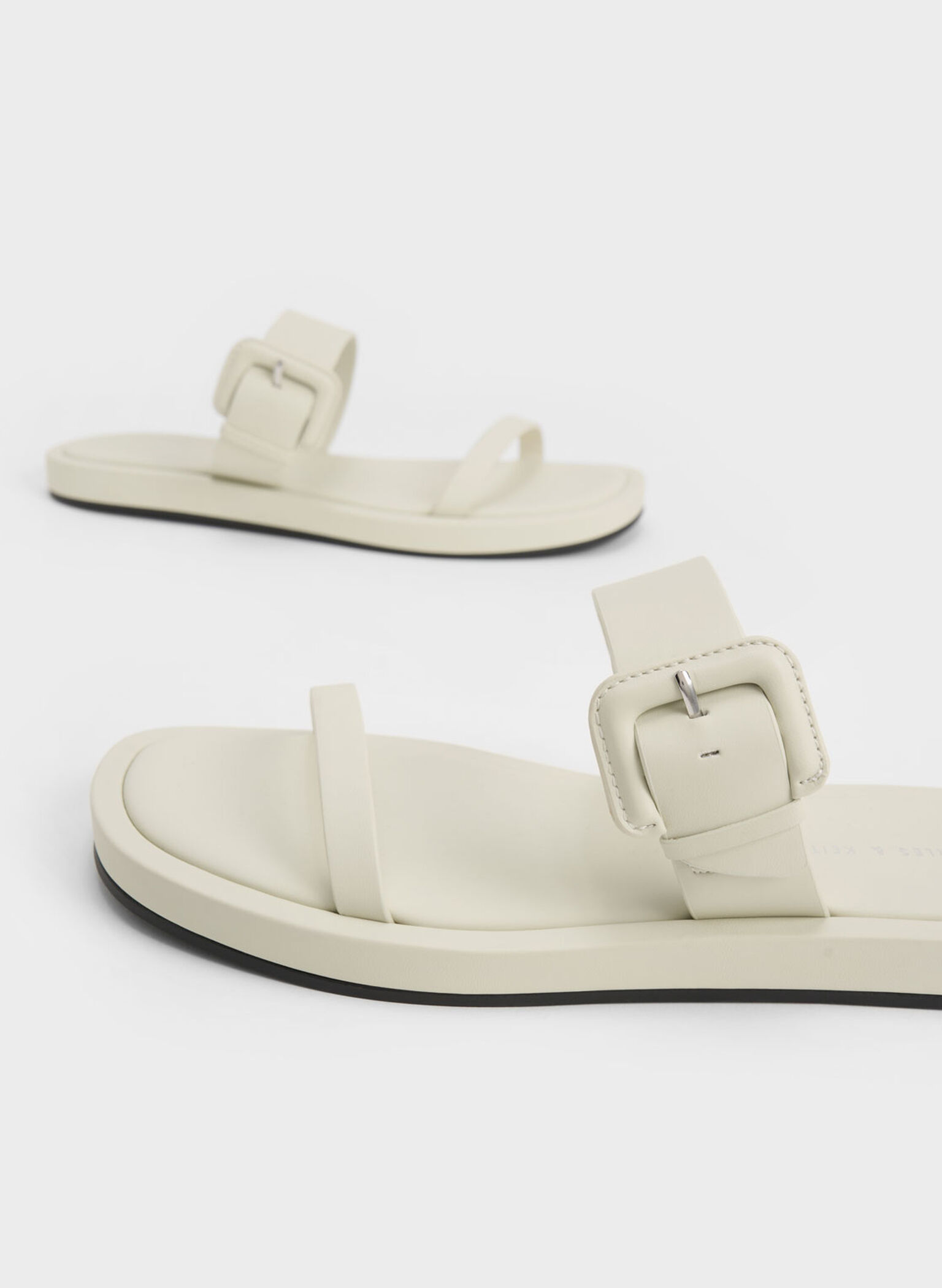 Buckled Strap Slides, Chalk, hi-res