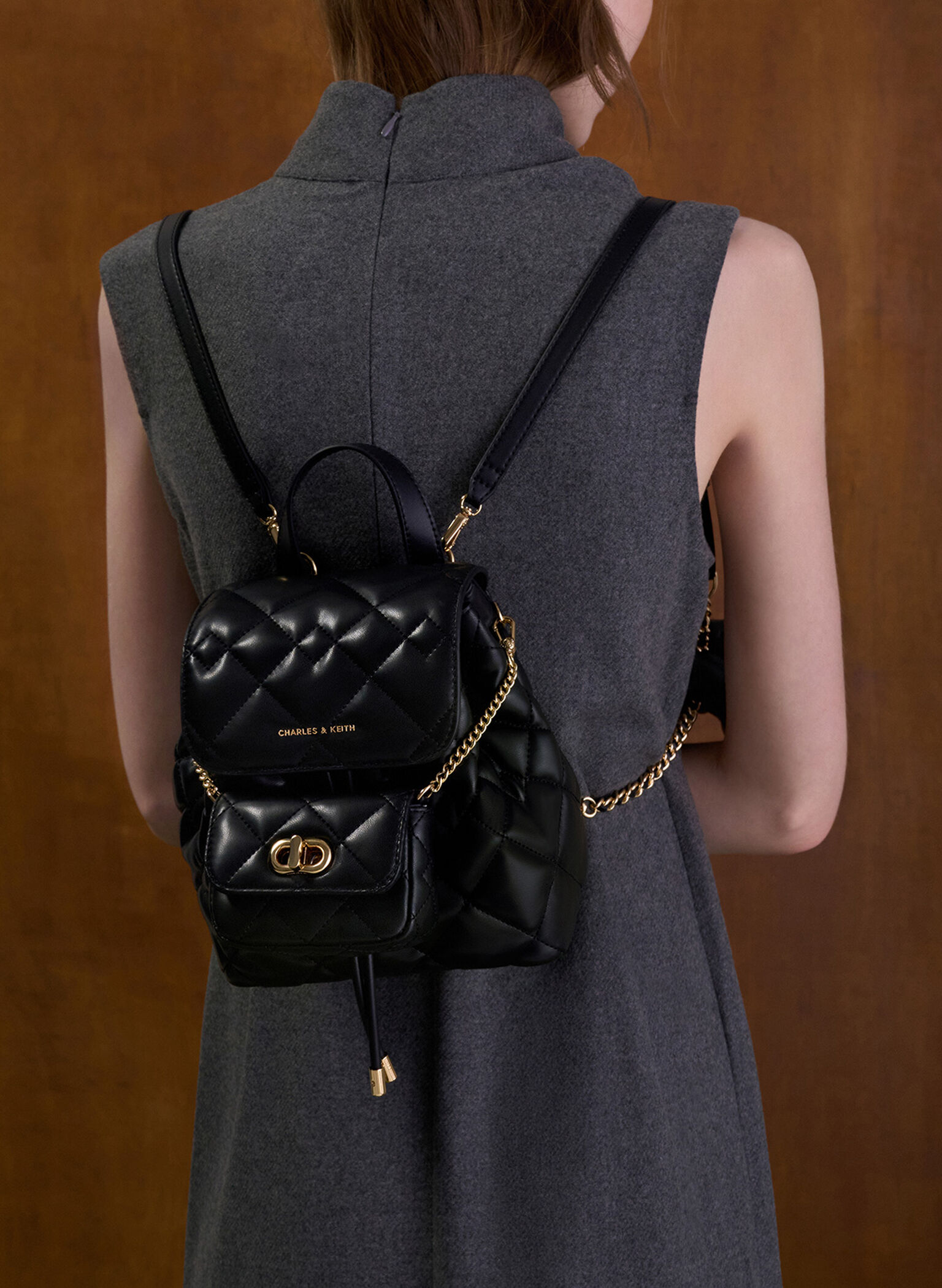 Aubrielle Quilted Backpack, Black, hi-res