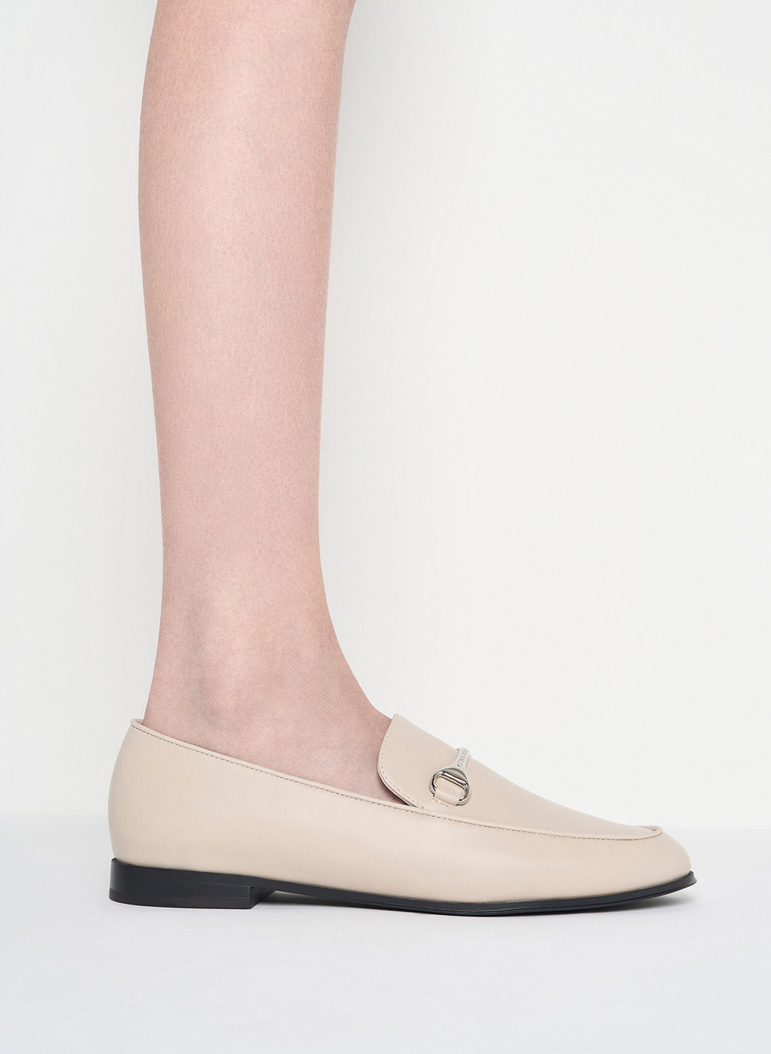 Leslie Metallic-Accent Loafers, Beige, hi-res
