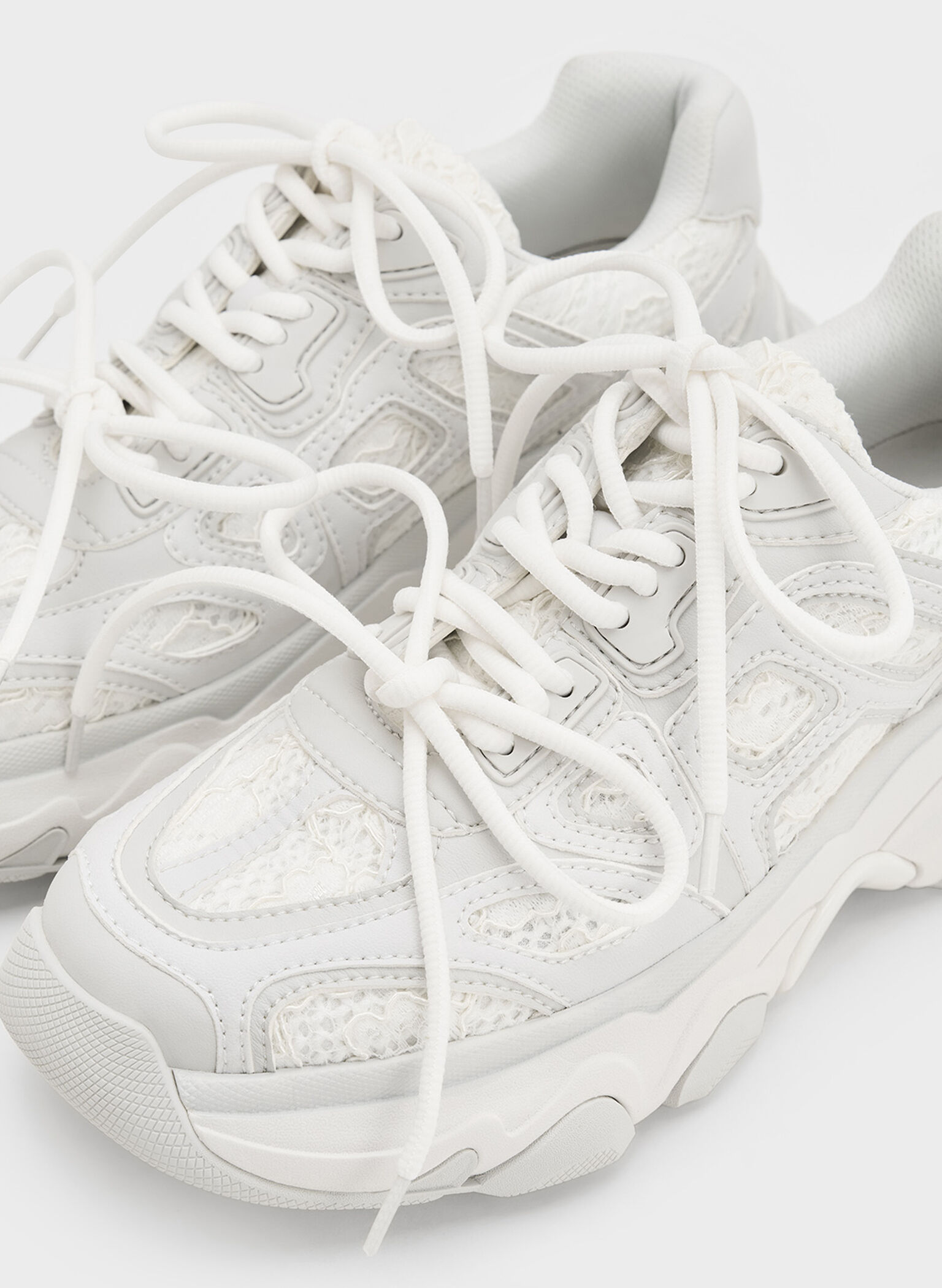 Gaskell Lace Chunky Sneakers, White, hi-res