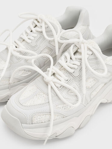 Gaskell Lace Chunky Sneakers, White, hi-res