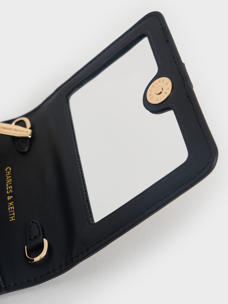 Agatha Chain-Accent Card Holder, Black, hi-res