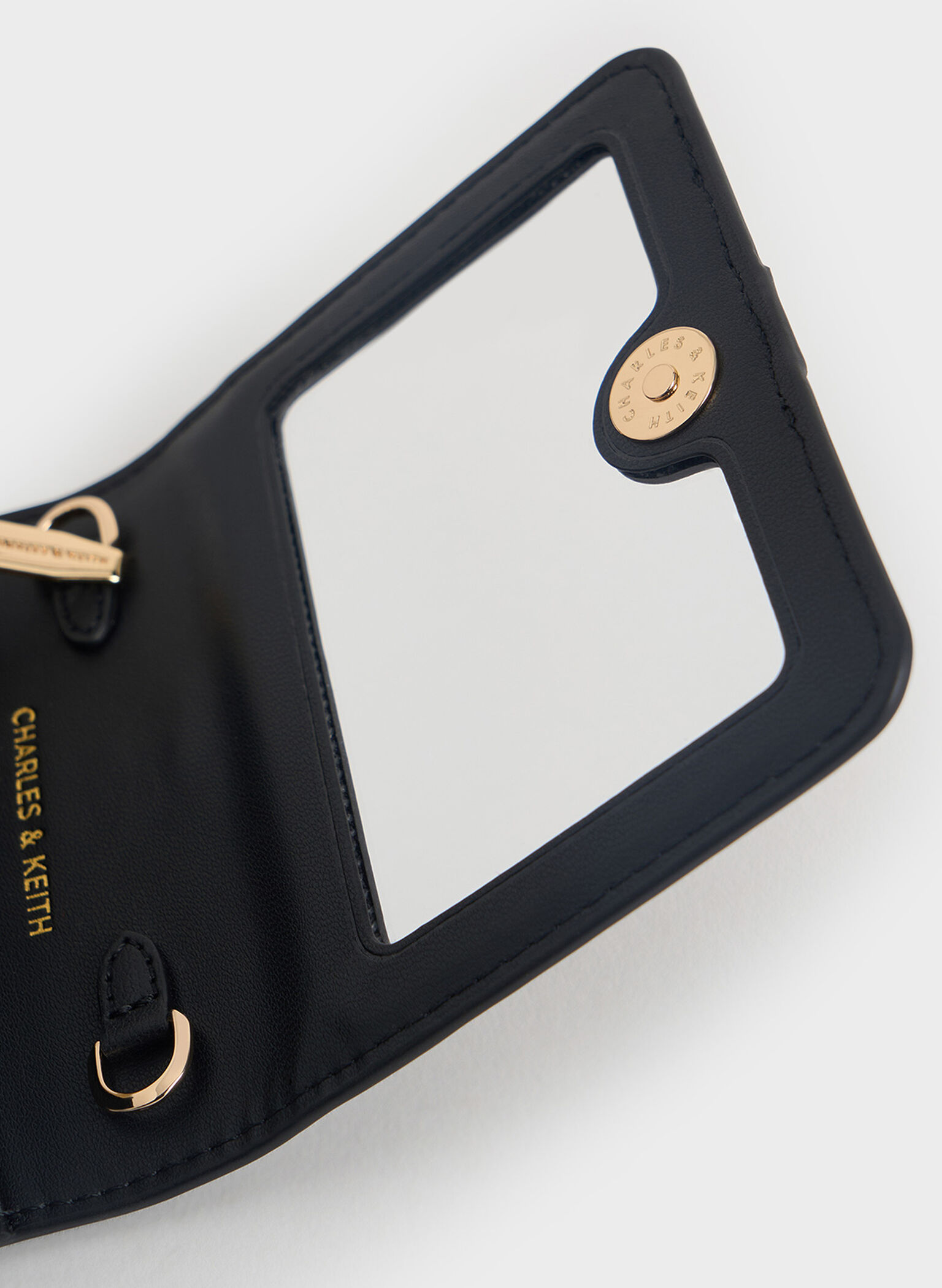 Agatha Chain-Accent Card Holder, Black, hi-res