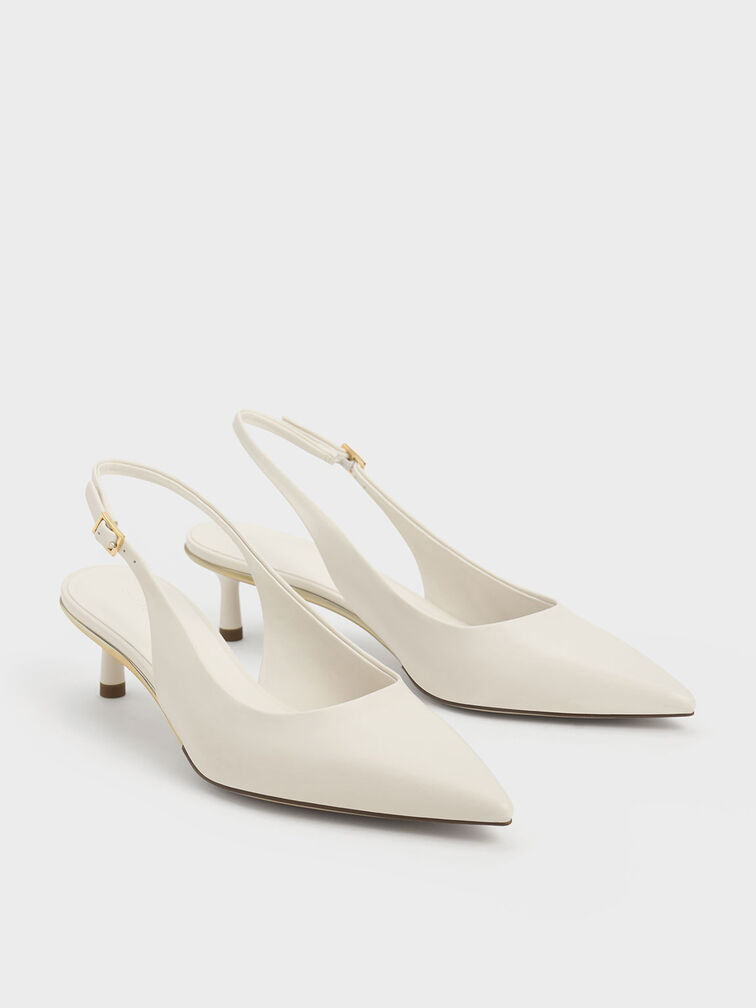 Pointed-Toe Slingback Pumps, Chalk, hi-res